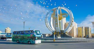 Bus station in Turkmenistan